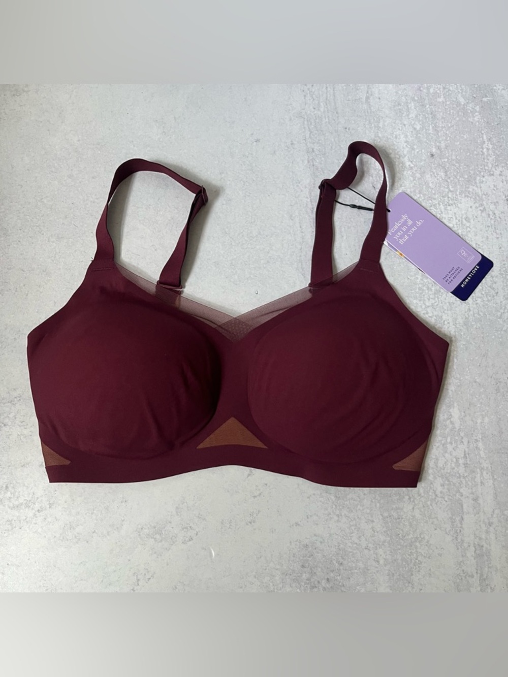 Honeylove CrossoverWireless Full Coverage Bra 40DDD Burgundy NEW